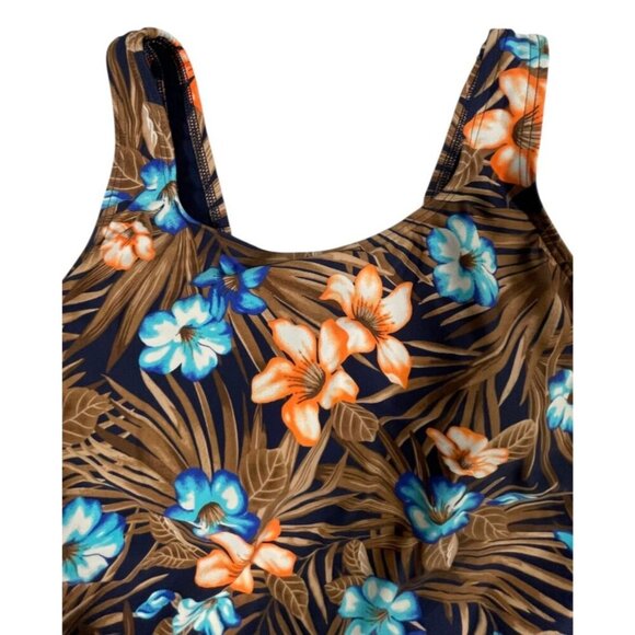 Lands’ End Mastectomy Tugless Tank Swimsuit Tropical Floral Size 10 - Picture 4 of 6